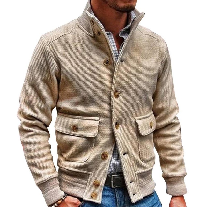 Men's Stand Collar Solid Color Jacket