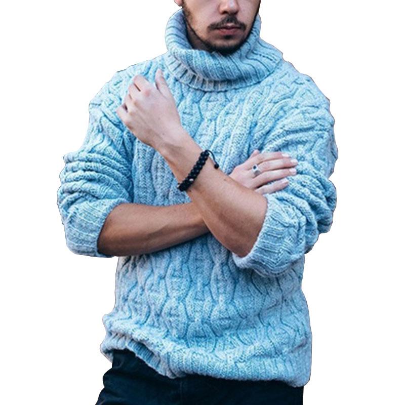 Men's Turtleneck Diamond Twist Thick Knit Sweater