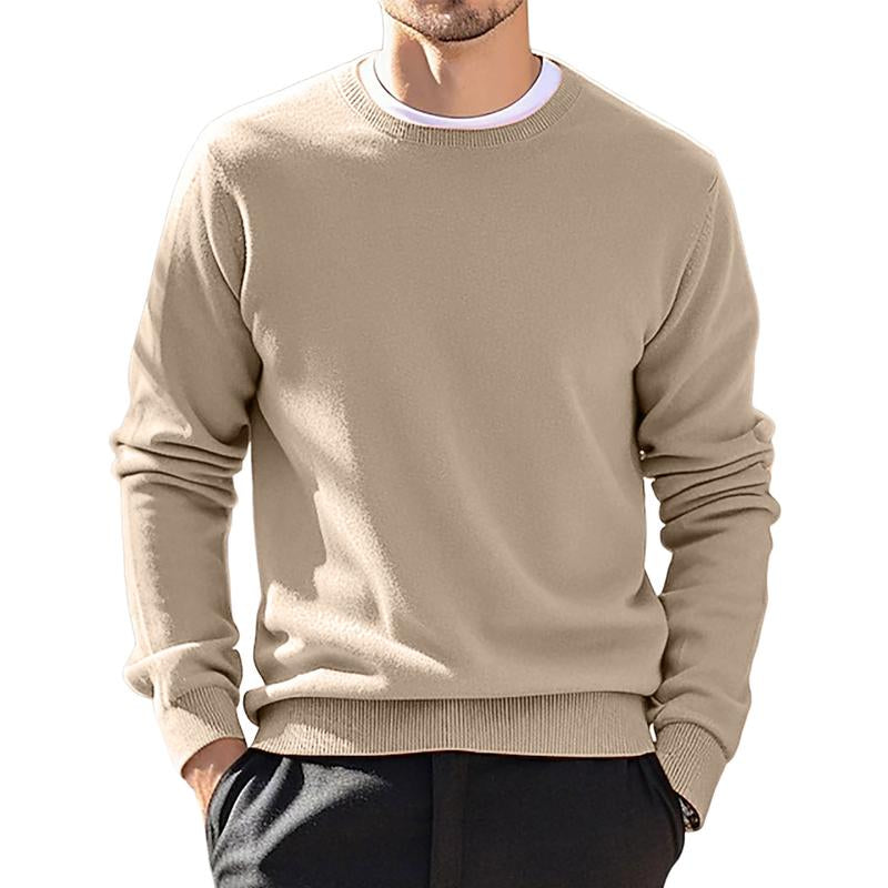 Men's Casual Round Neck Solid Color Knitted Sweater