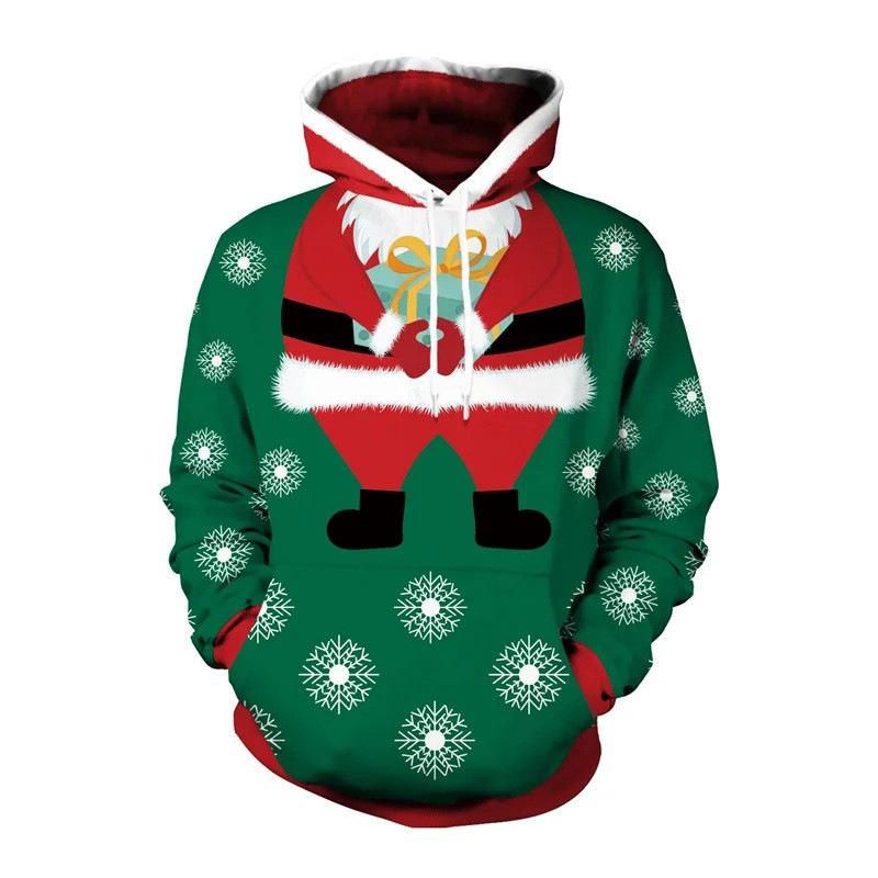 Men's Christmas Print Graffiti Casual Hoodie