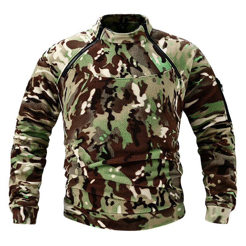 Men's Outdoor Tactical Camouflage Fleece Stand Collar Sweatshirt