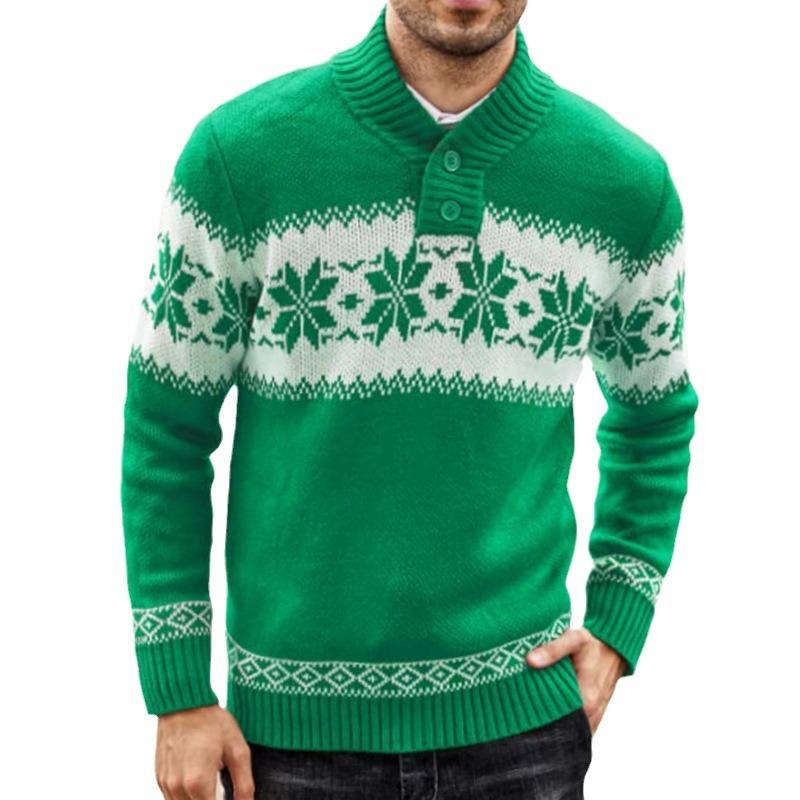 Men's Retro Casual Christmas Colorblock V-Neck Sweater