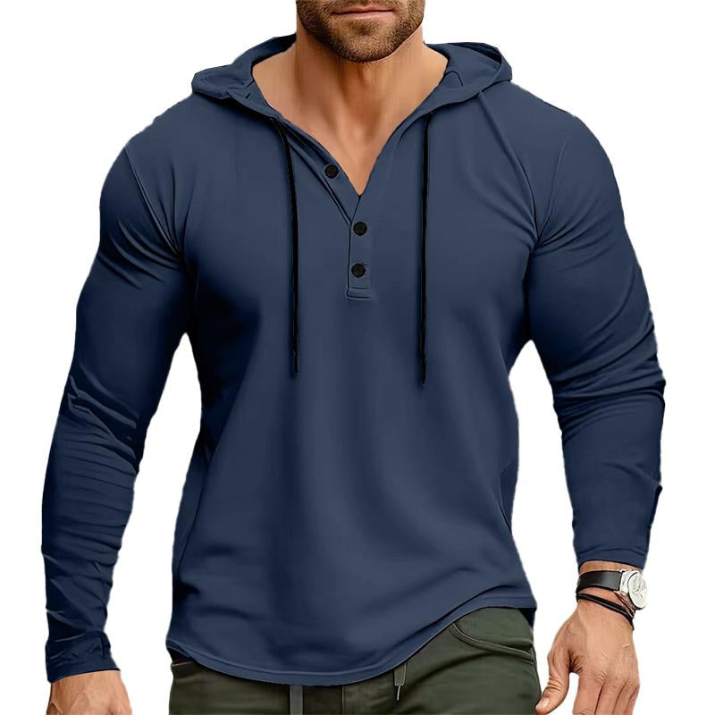 Men's Casual Solid Color Loose Long Sleeve Hoodie