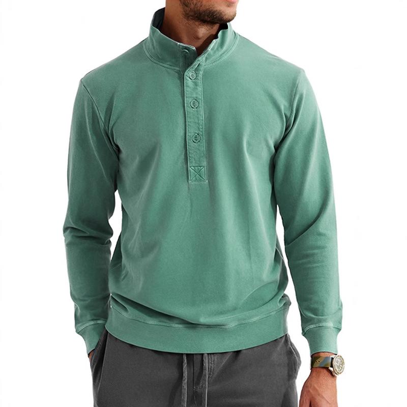 Men's Casual Button-Down Collar Long-Sleeved Sweatshirt