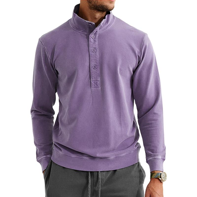 Men's Casual Button-Down Collar Long-Sleeved Sweatshirt