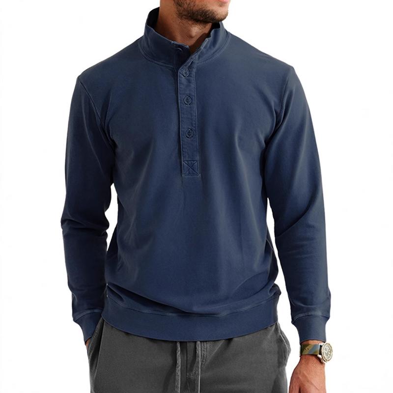 Men's Casual Button-Down Collar Long-Sleeved Sweatshirt