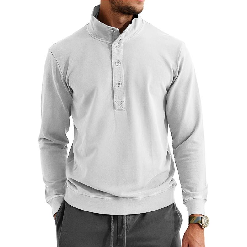 Men's Casual Button-Down Collar Long-Sleeved Sweatshirt