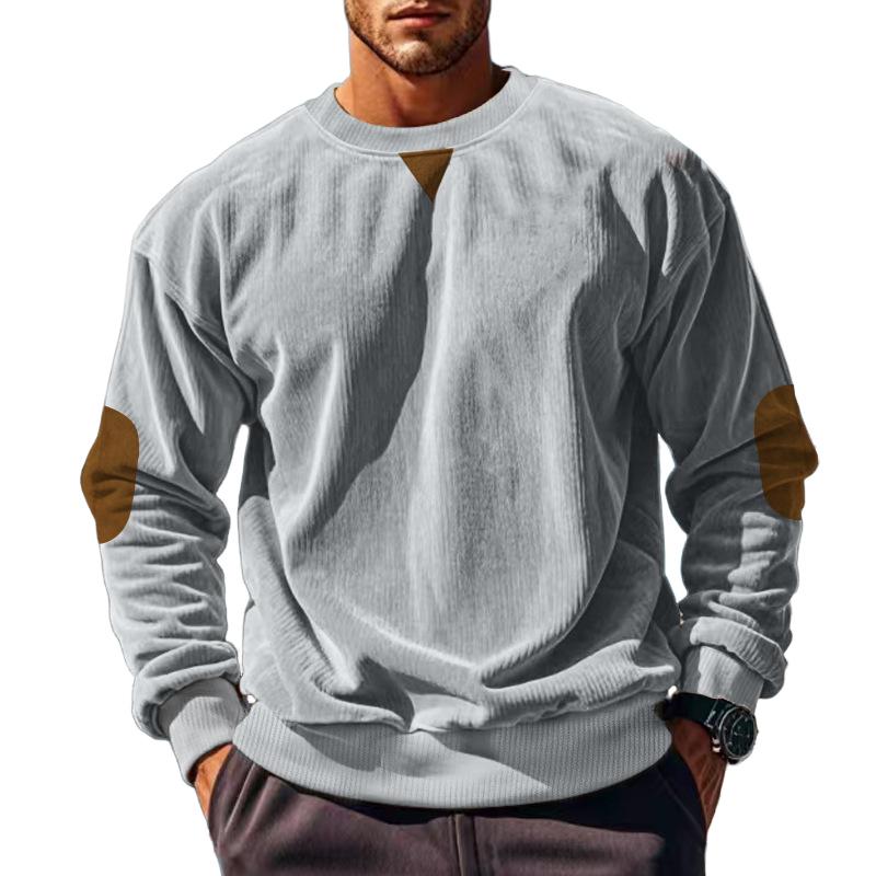 Men's Colorblock Corduroy Round Neck Long Sleeve Sweatshirt