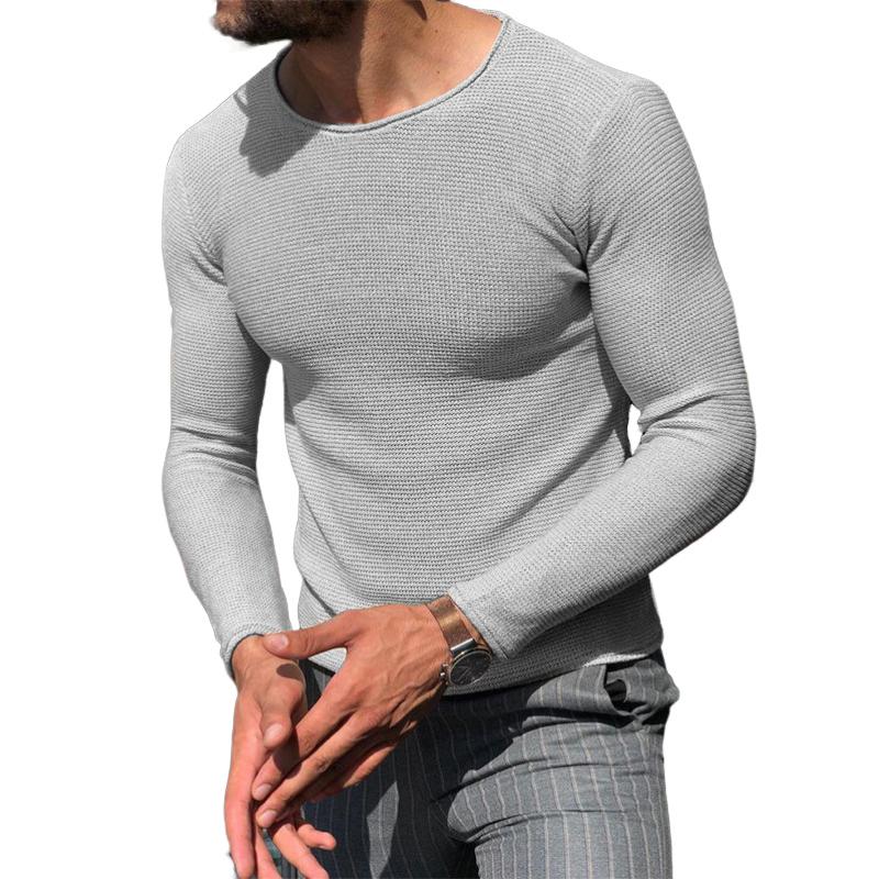 Men's Retro Casual Solid Color Crew Neck Sweater