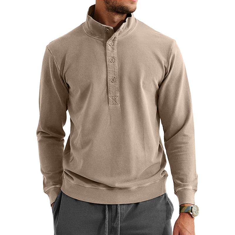 Men's Casual Button-Down Collar Long-Sleeved Sweatshirt