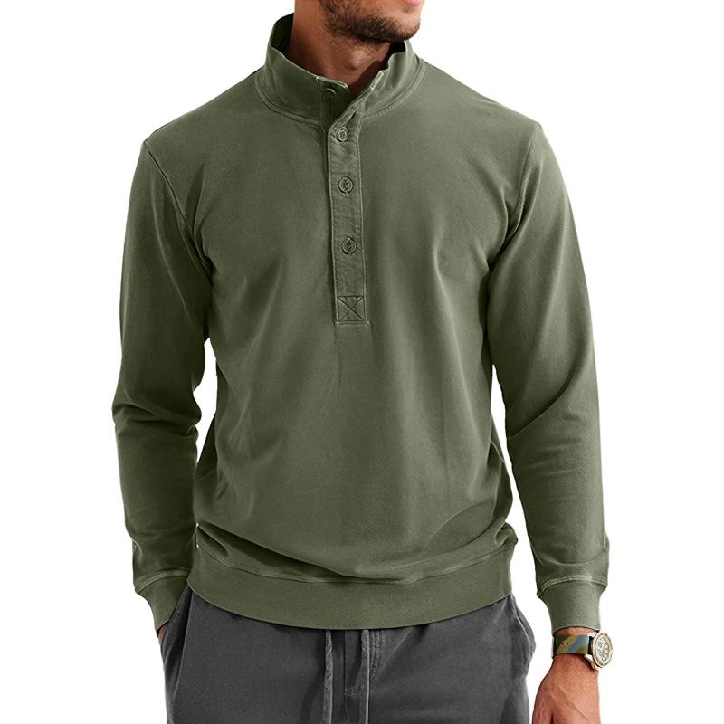 Men's Casual Button-Down Collar Long-Sleeved Sweatshirt