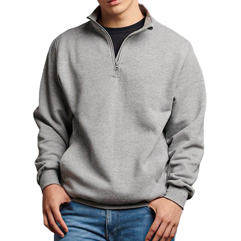 Men's Casual Solid Color Stand Collar Zipper Sweatshirt