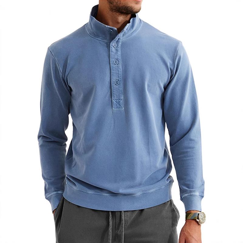 Men's Casual Button-Down Collar Long-Sleeved Sweatshirt