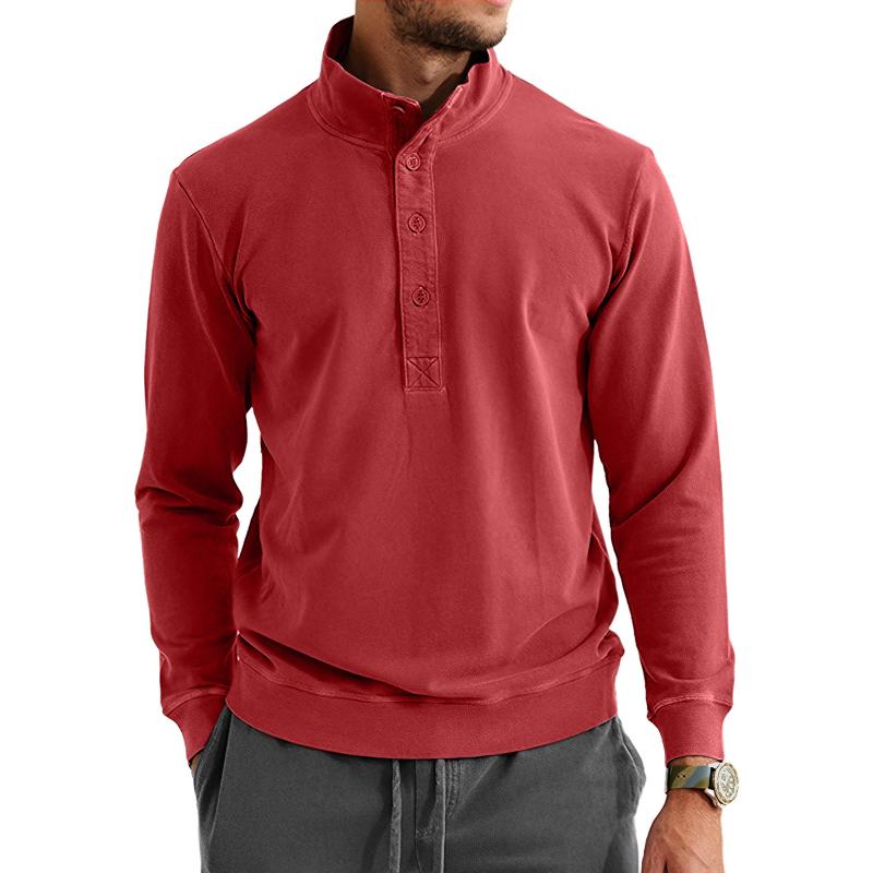 Men's Casual Button-Down Collar Long-Sleeved Sweatshirt