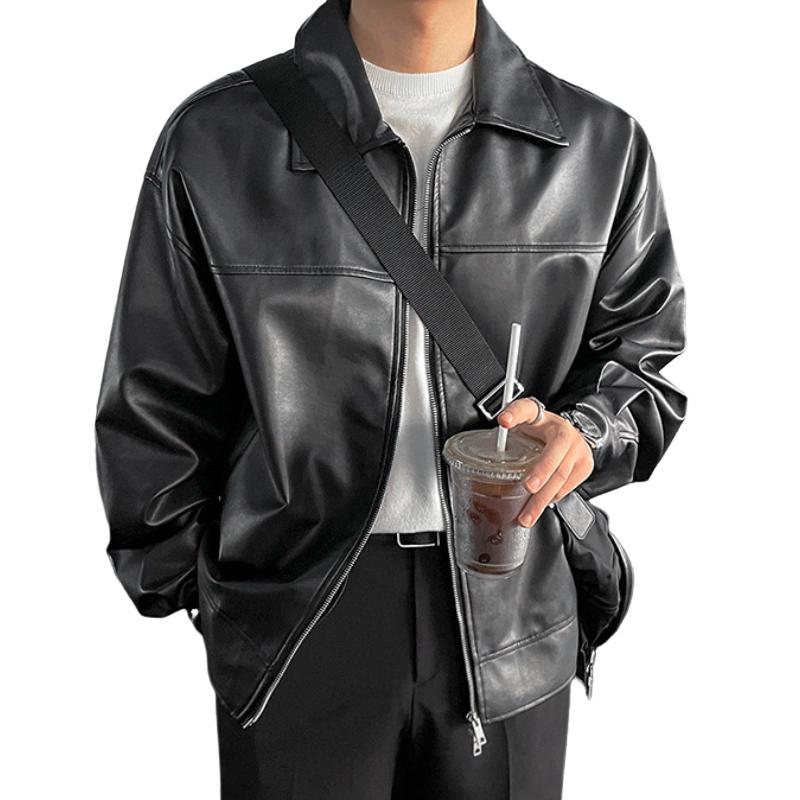 Men's Vintage Casual Lapel Leather Jacket